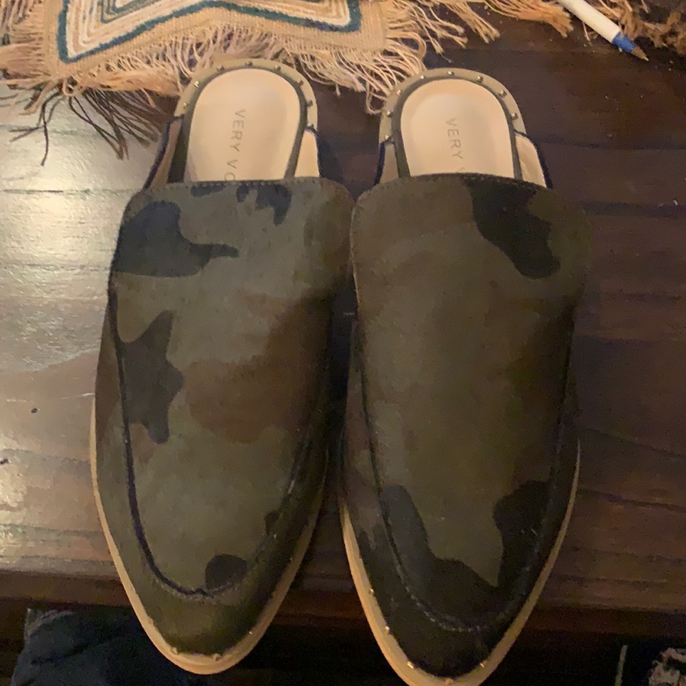 Camo mules.  Size 7